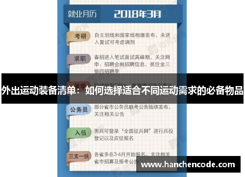 外出运动装备清单：如何选择适合不同运动需求的必备物品